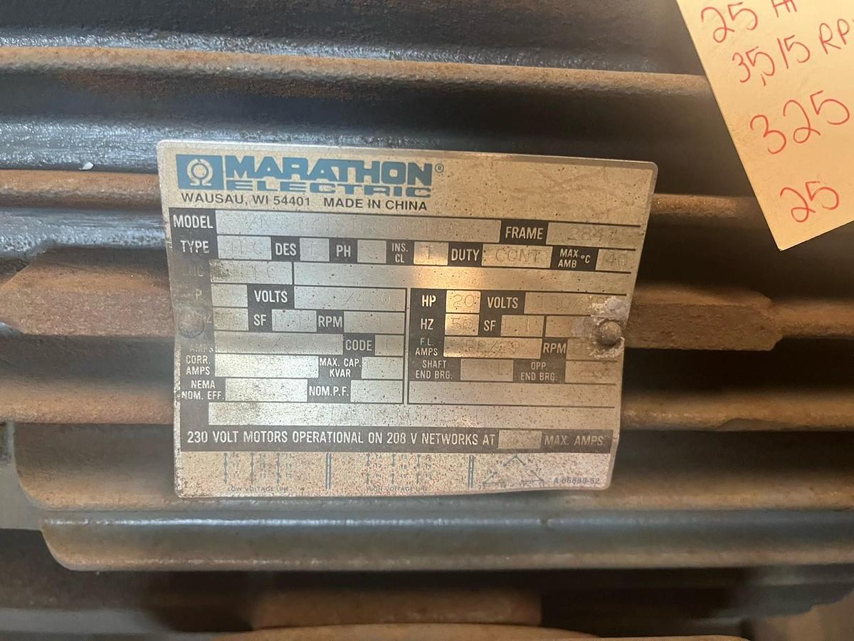 Used MARATHON,ZN284TSTFG8001AA,MOTOR 25HP 3515RPM 284T 3PH