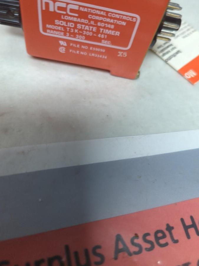 NATIONAL CONTROLS,T3K-00300-461,SOLID STATE TIMER 3-300SEC. 120VAC NOS