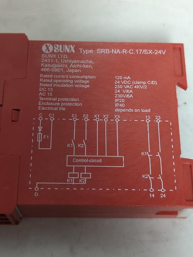 Used SUNX,SRB-NA-R-C.17/SX-24V.SAFETY RELAY PRE-OWNED
