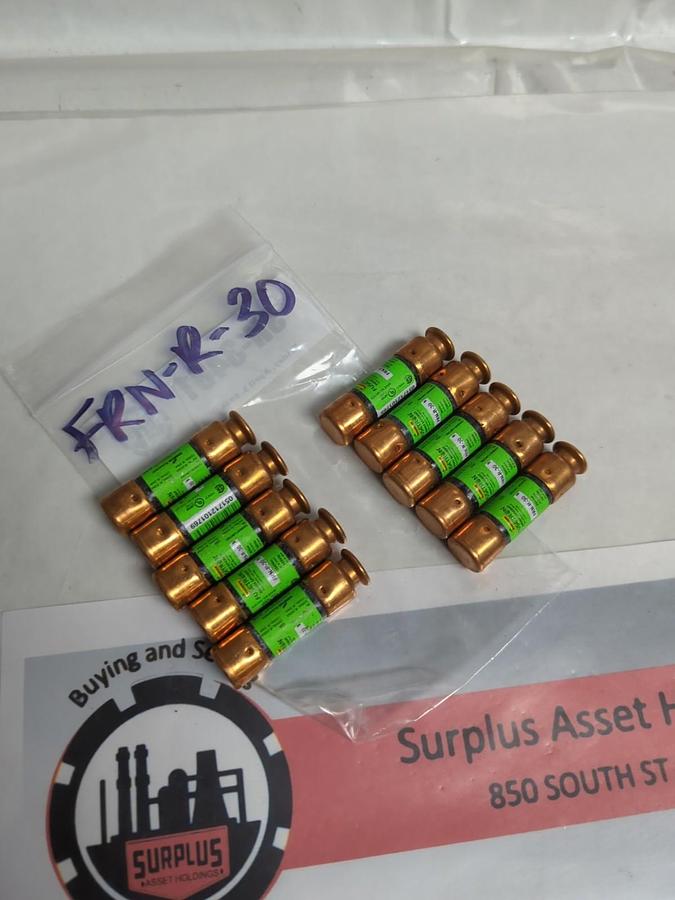 Used COOPER BUSSMANN,FRN-R-30,FUSETRON 30 AMP FUSE LOT OF 10 PRE-OWNED
