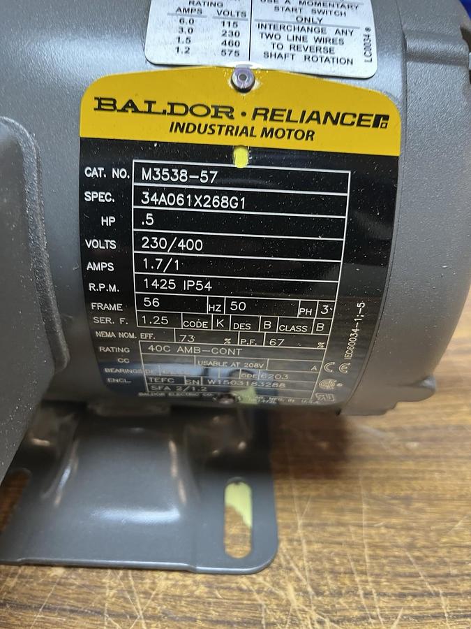 BALDOR,M3538-57,MOTOR 1/2HP 230/400V 56 50HZ 1425RPM