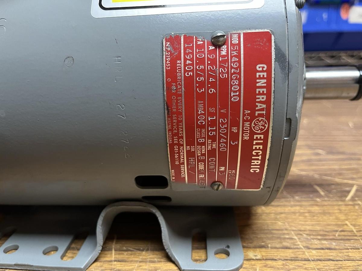 Used GE,5K49ZG8010,AC MOTOR 3HP 1725RPM 3PH 230/460V 145T