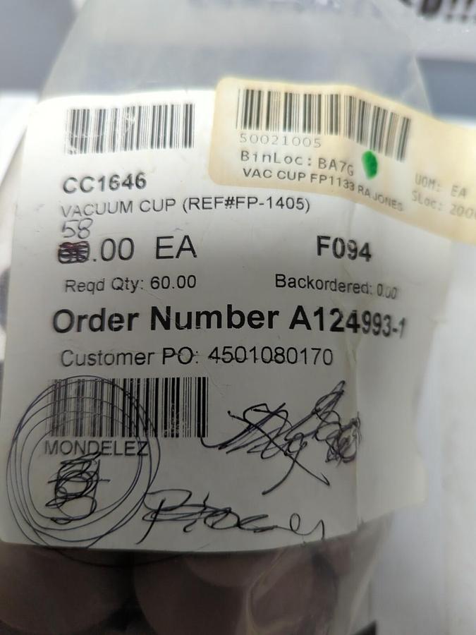 R.A. JONES,CC-1646,VACUUM CUPS LOT OF 58 NOS