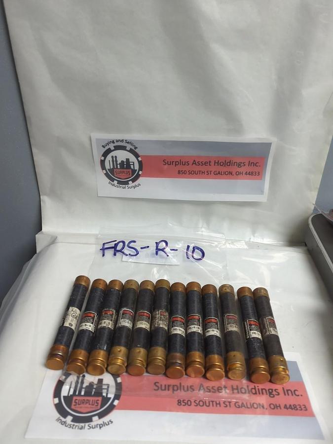 Used COOPER BUSSMANN,FRS-R-10,FUSETRON 10 AMP FUSE LOT OF 12 PRE-OWNED