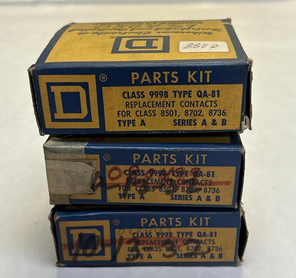 SQUARE D,9998QA-81,CONTACT KIT LOT OF 3 NOS