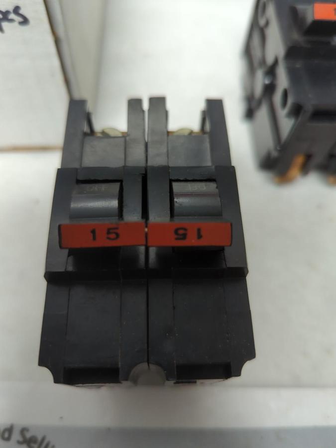Used FEDERAL PACIFIC,NA215,STAB-LOK CIRCUIT BREAKER 15 AMP 2-POLE LOT OF 3 PRE-OWNED