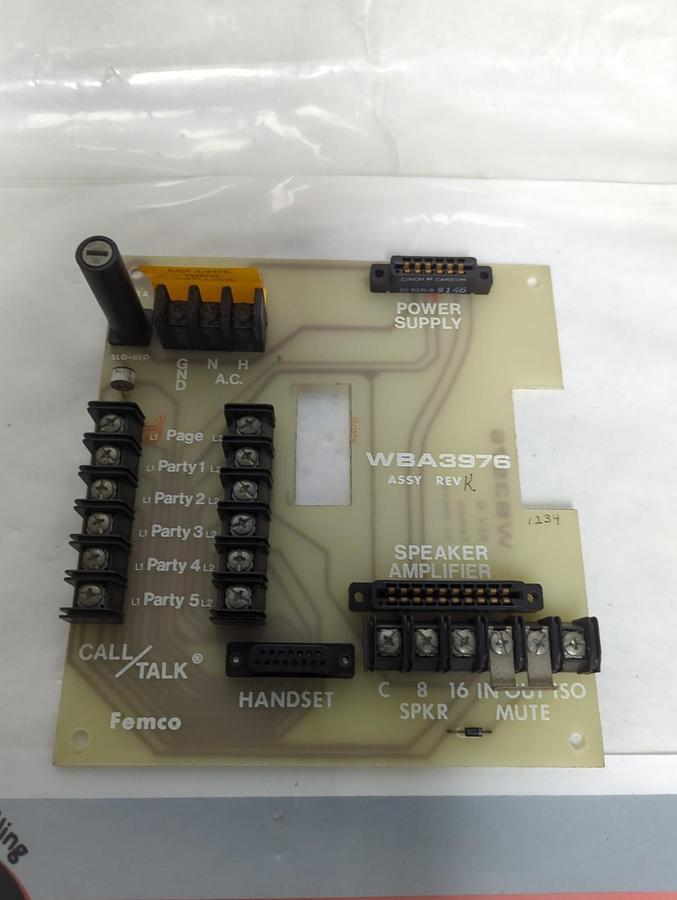 Used FEMCO,WBA3976,CIRCUIT BOARD REV K PRE-OWNED