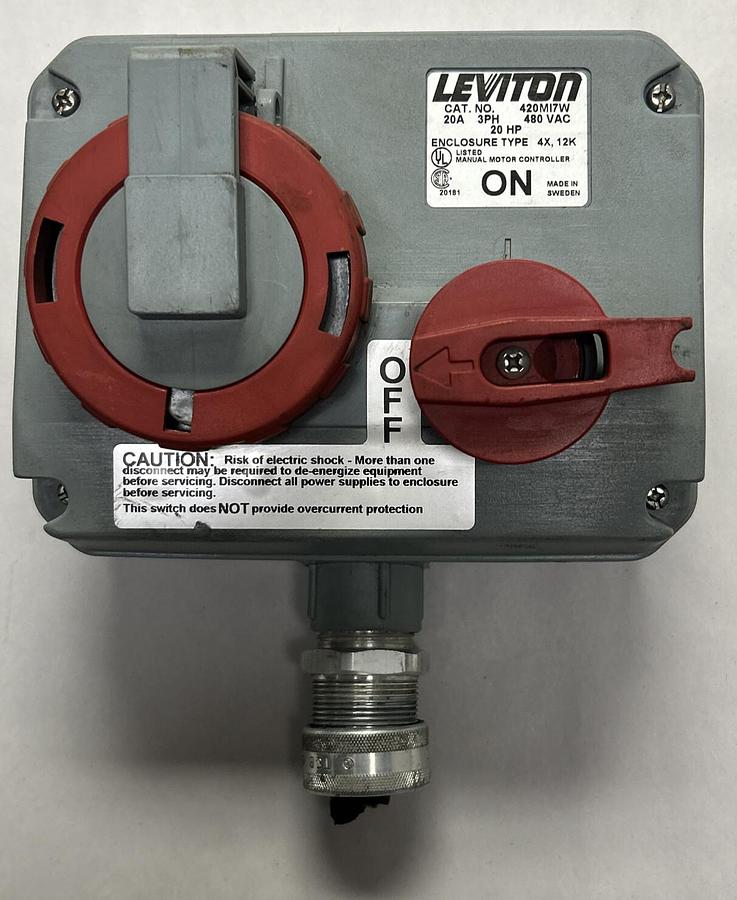 Used LEVITON,420MI7W,MECHANICAL INTERLOCK PIN & SLEEVE RECEPTACLE