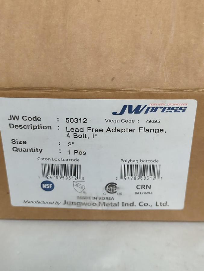 JUNGWOO METAL IND.,50312,LEAD FREE ADAPTER FLANGE 4-BOLT 2 INCH NOS