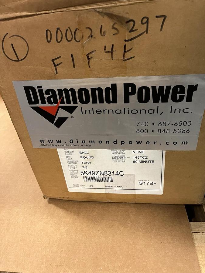 DIAMOND POWER MARATHON,5K49ZN8314C,AC MOTOR 145TCZ 2HP 1725RPM 3PH