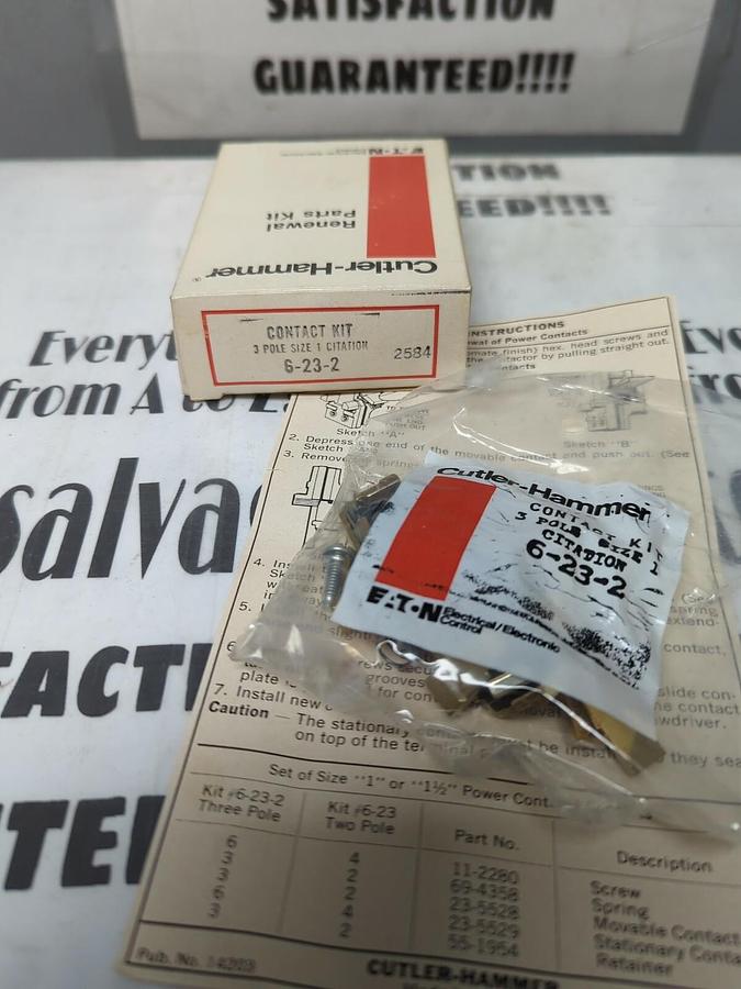 EATON CUTLER-HAMMER,6-23-2,3-POLE SIZE 1 CITATION CONTACT KIT NEW
