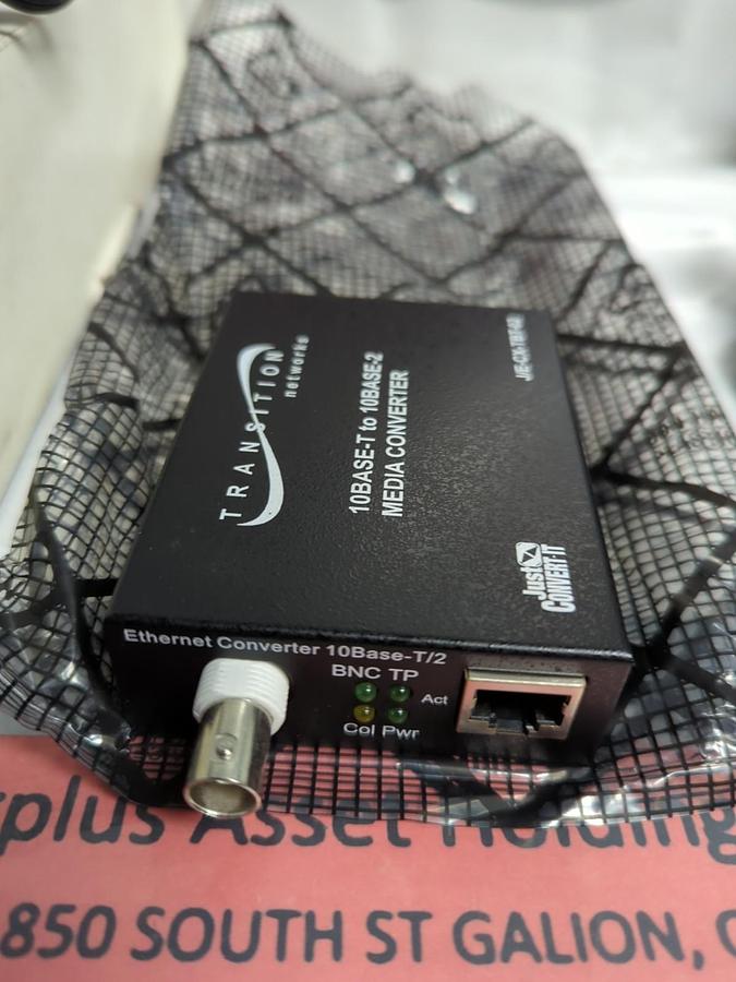 Used TRANSITION NETWORKS,J/E-CX-TBT-02,10BASE-T TO 10BASE-2 CONVERTER NOS