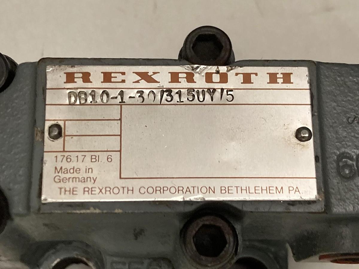 Used Rexroth,DB10-1-30/315UY/5,Hydraulic Relief Valve