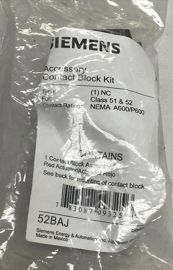 Siemens,52BAJ,Contact Block NOS