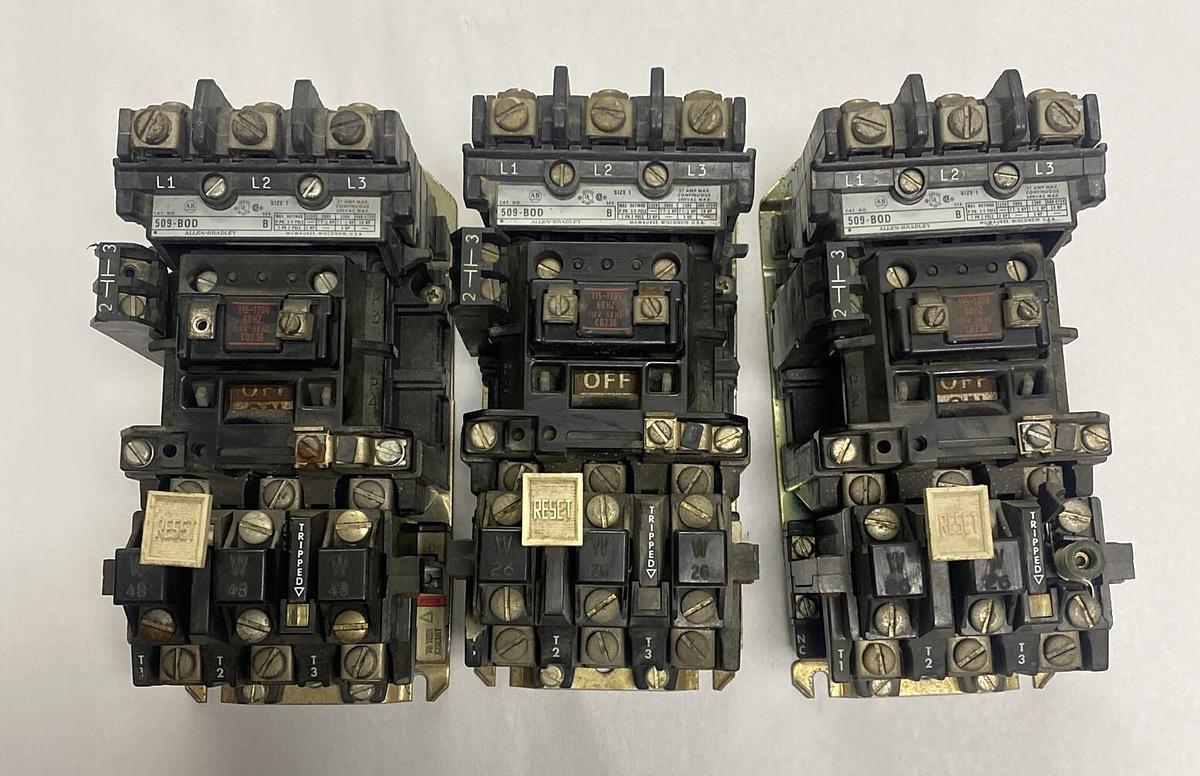 Used Allen-Bradley,509-BOD,Starter Size 1 27A 600V Lot Of 3