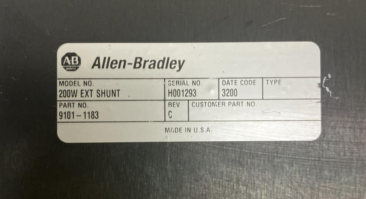 Used Allen-Bradley,9101-1183,Rev C 200W EXT SHUNT