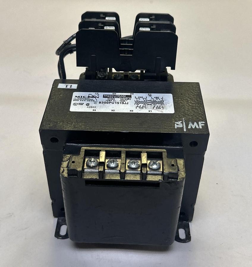 Used MICRON INDUSTRIES,B300PU1519JJ,CONTROL TRANSFORMER 300VA 240-480V PRI 120-240V