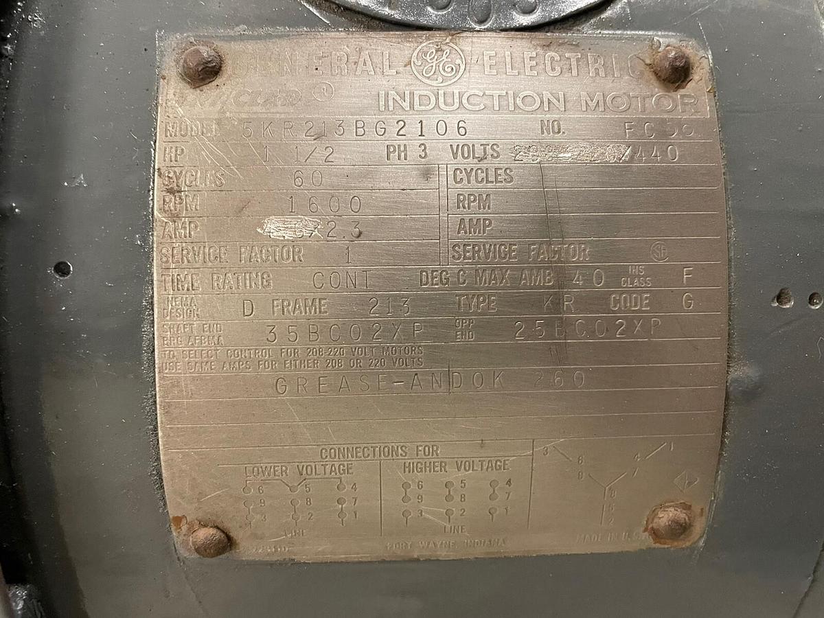Used GENERAL ELECTRIC,5KR312BG2106,1.5HP KR INDUCTION MOTOR 1600RPM 460V 213