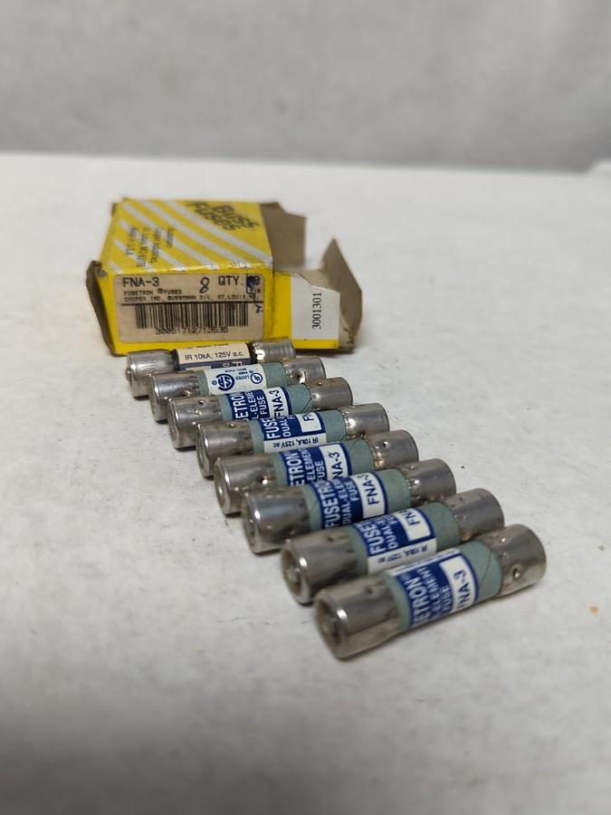 COOPER BUSSMANN,FNA-3,FUSETRON 3 AMP FUSES BOX OF 8 NOS