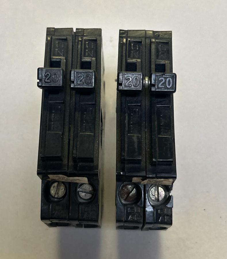 Used AMERICAN,A2020,TANDEM CIRCUIT BREAKER 20A 120/240V 2P LOT OF 2