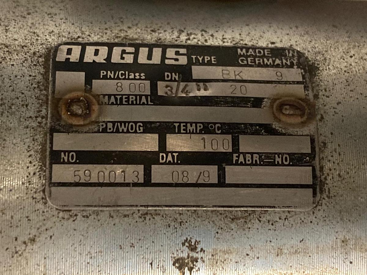 Used Argus,BK9 PN800 DN8 CS/CR-CR-T,Block Ball Valve and Tap Wrench