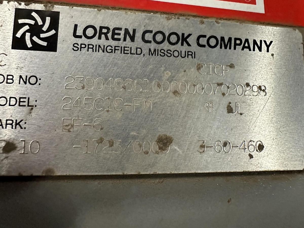 Used Loren Cook,245CIC-FM,Centrifugal In-Line Blower Mark EF-6
