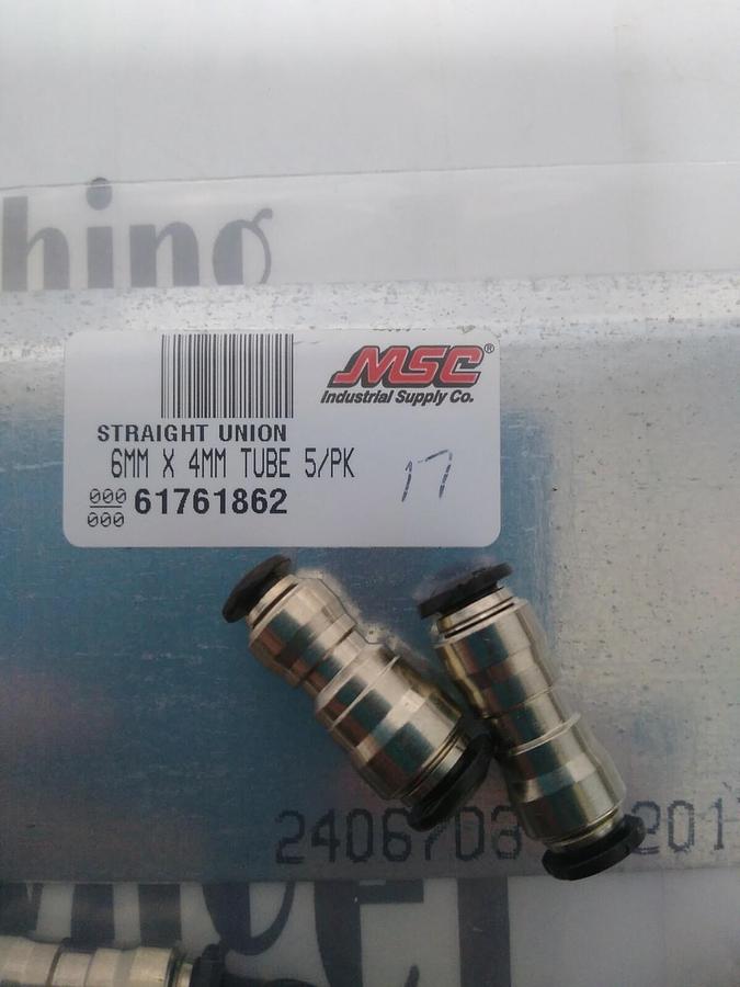 UNBRANDED,61761862,TUBE STRAIGHT UNION 6MMX4MM LOT OF 17