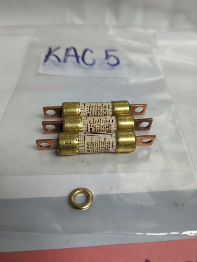 Used COOPER BUSSMANN,KAC 5,TRON 5 AMP FUSE LOT OF 3 PRE-OWNED