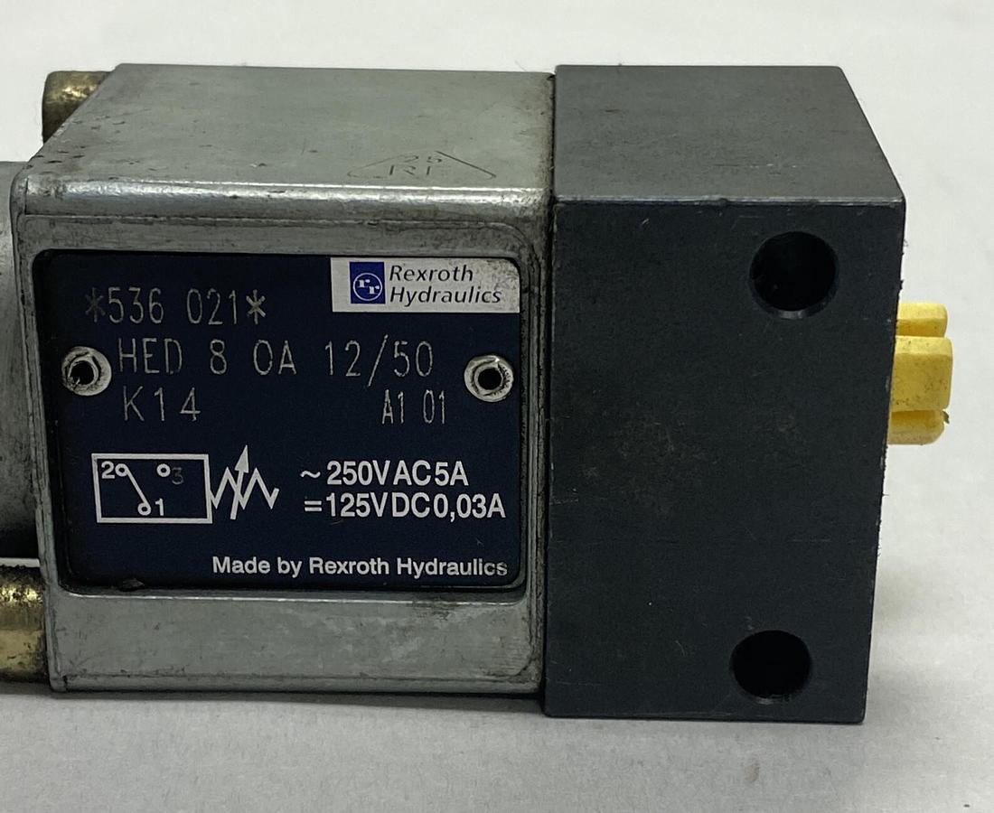 Used BOSCH REXROTH,HED8-OA-12/50,PRESSURE SWITCH 250V 5AMP 125VDC .03AMP