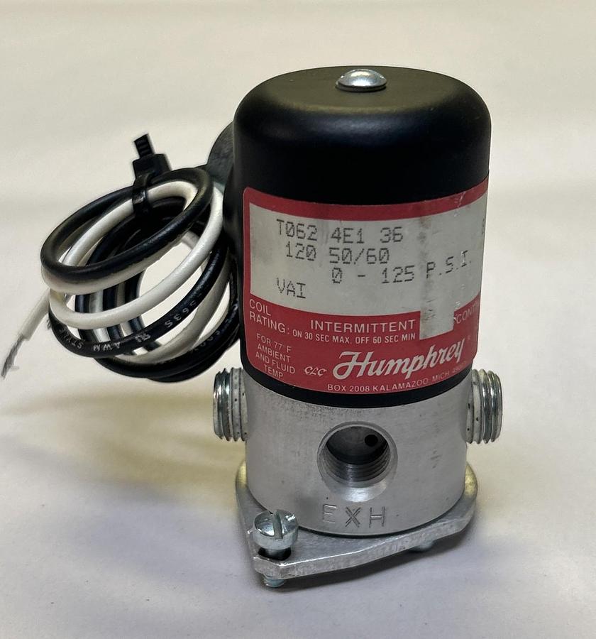 Used HUMPHREY,T0624E136,GENERAL PURPOSE VALVE 0-125PSI 120V