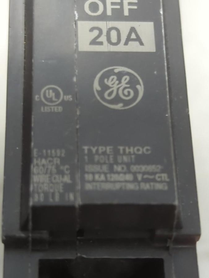 Used GENERAL ELECTRIC,THQC1120,CIRCUIT BREAKER 20 AMP 1-POLE LOT OF 9 PRE-OWNED