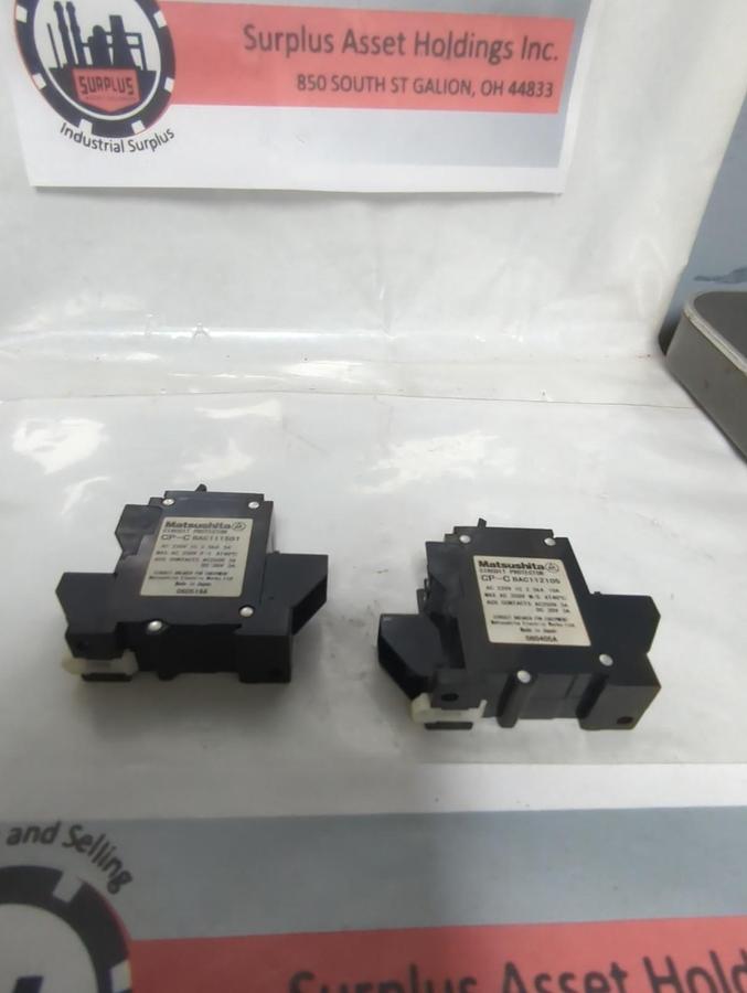 Used MATSUSHITA,BAC112105,CIRCUIT BREAKER CP-C LOT OF 2 PRE-OWNED