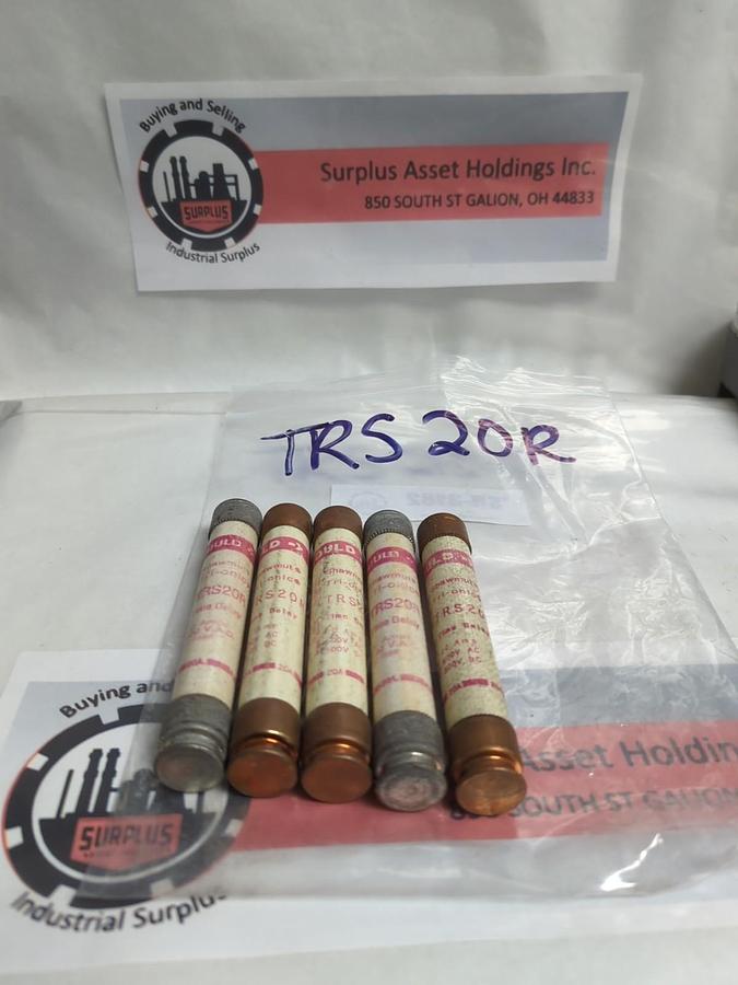 Used GOULD SHAWMUT,TRS-20R,TRI-ONIC 20R AMP FUSE LOT OF 5 PRE-OWNED