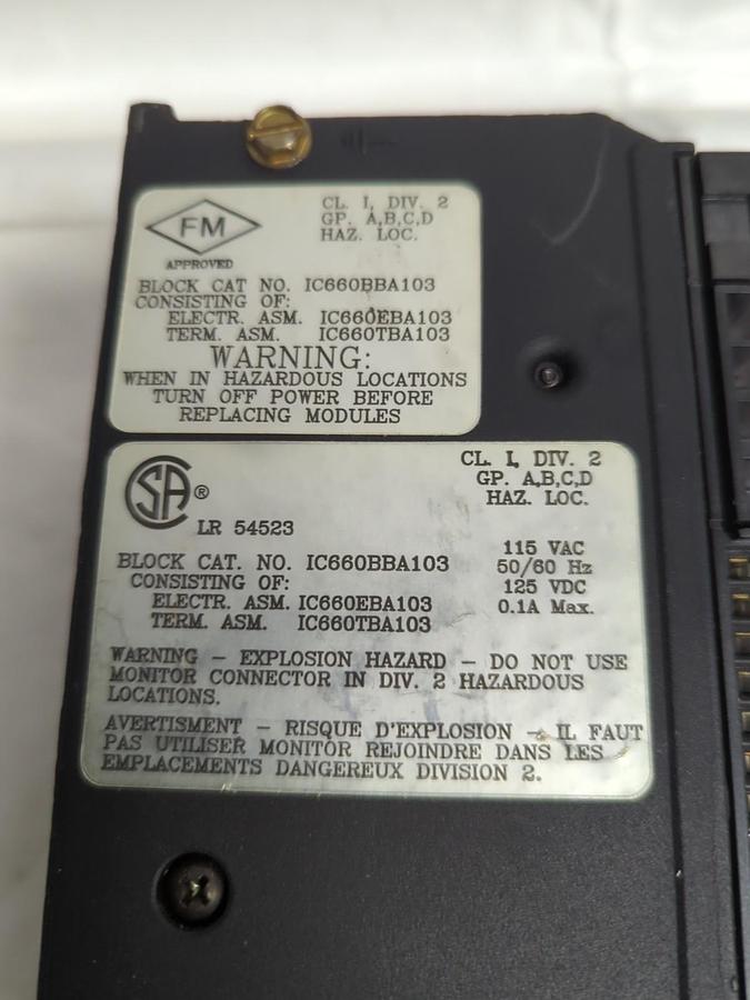 Used GE FANUC,IC660BBA103,THERMOCOUPLE UNIT 115V 50/60HZ OR 125VDC .1A USED