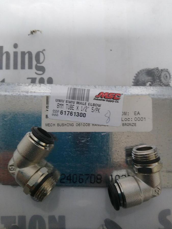 UNBRANDED,61761300,TUBE MALE SWIVEL ELBOW 8MMX1/2" LOT OF 8 NOS