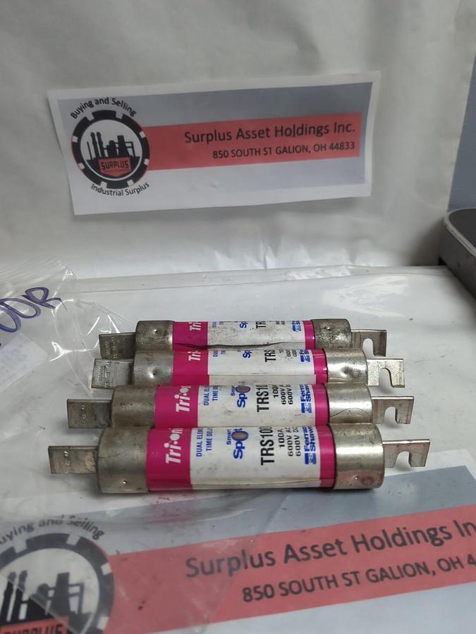 Used FERRAZ SHAWMUT,TRS100R,SMART-SPOT 100 AMP FUSE LOT OF 4 PRE-OWNED