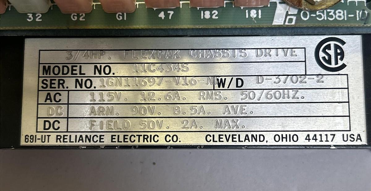 Used RELIANCE,11C434S,FLEXPAK CHASSIS DRIVE