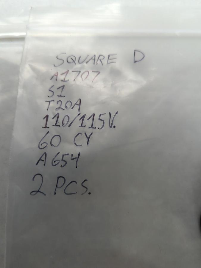 Used SQUARE D,A1707,COIL 110/115V 60CY LOT OF 2 PRE-OWNED