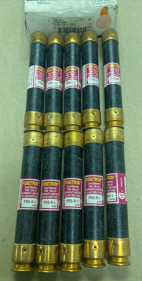 Cooper Bussmann,FRS-R-1,Fusetron 1 AMP Fuse Lot of 10 NOS