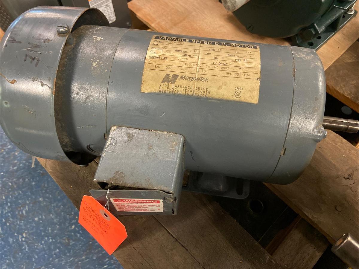 Used Magnetek,D537,3/4Hp Variable Speed DC Motor 1750RPM 230VDC