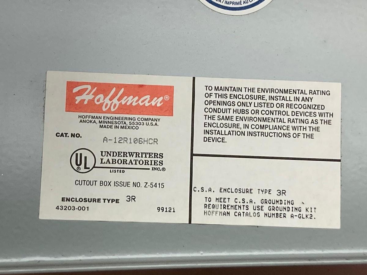 Hoffman,A-12R106HCR,Enclosure Box Type 3R