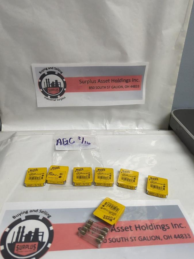 COOPER BUSSMANN,AGC-3/16,3/16 AMP FUSE LOT OF 34 NOS