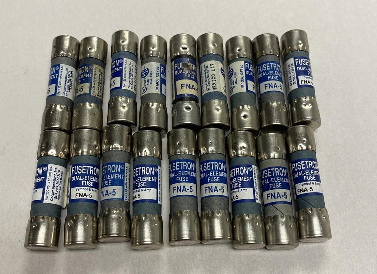 Cooper Bussmann,FNA 5,Fuse 5 AMP Lot of 18 NOS