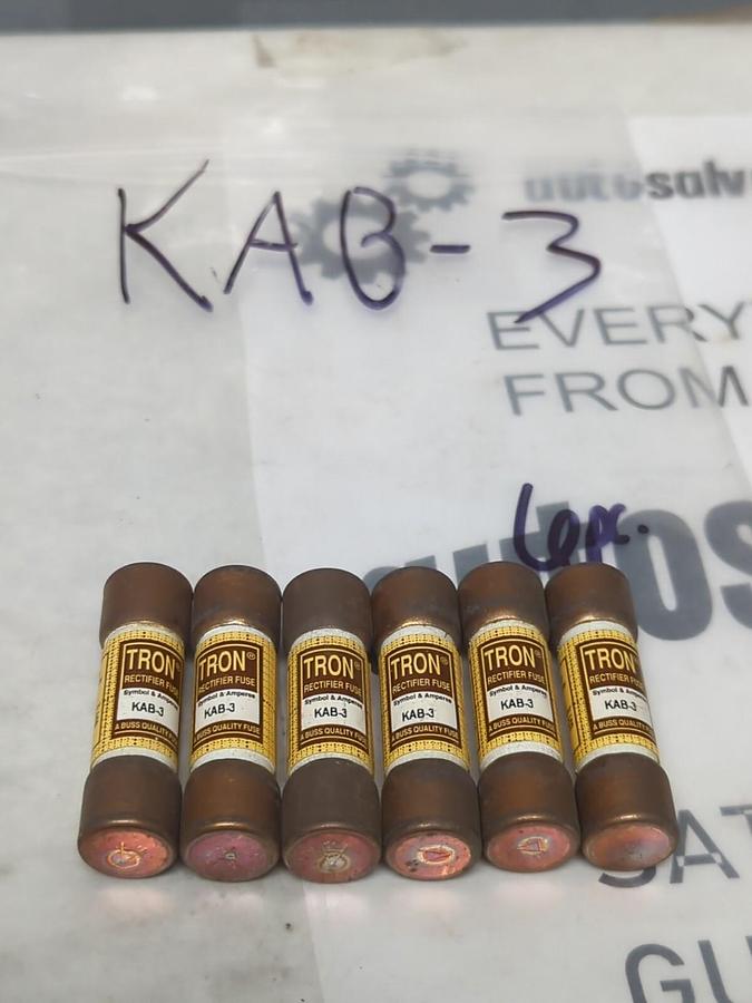 COOPER BUSSMANN,KAB-3,TRON 3 AMP FUSE LOT OF 6 NOS