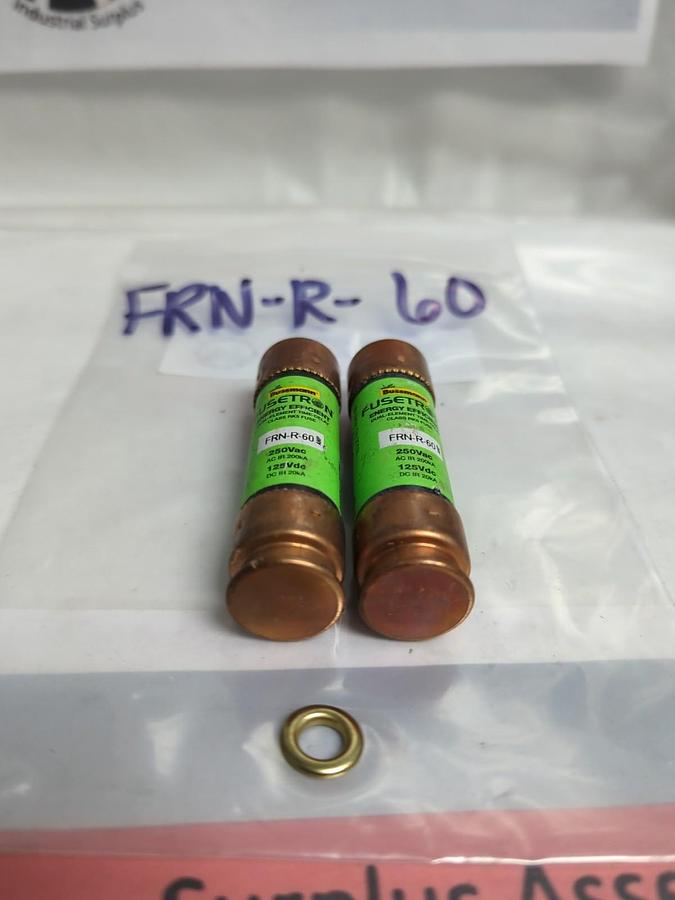 Used COOPER BUSSMANN,FRN-R-60,FUSETRON 60 AMP FUSE LOT OF 2 PRE-OWNED