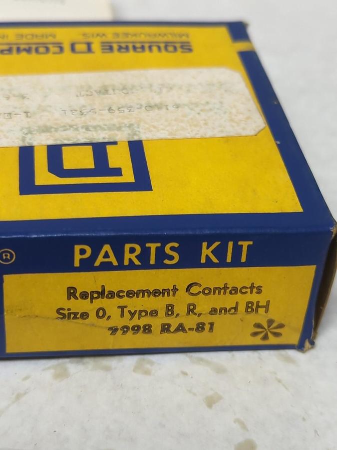 SQUARE D,RA-81,REPLACEMENT CONTACTS SIZE 0 TYPE B-R & BH NOS