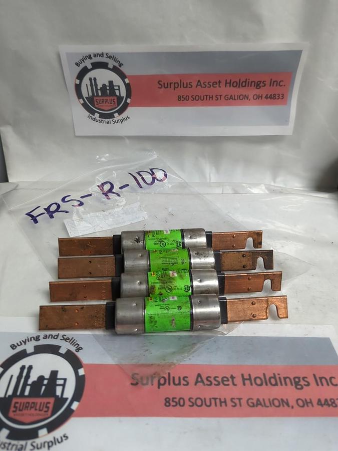 Used COOPER BUSSMANN,FRS-R-100,FUSETRON 100 AMP FUSE LOT OF 4 PRE-OWNED