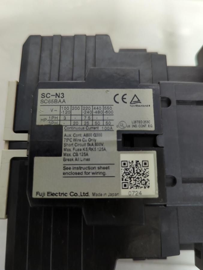 Used FUJI,SC65BAA,CONTACTOR 3-POLE SC-N3 PRE-OWNED