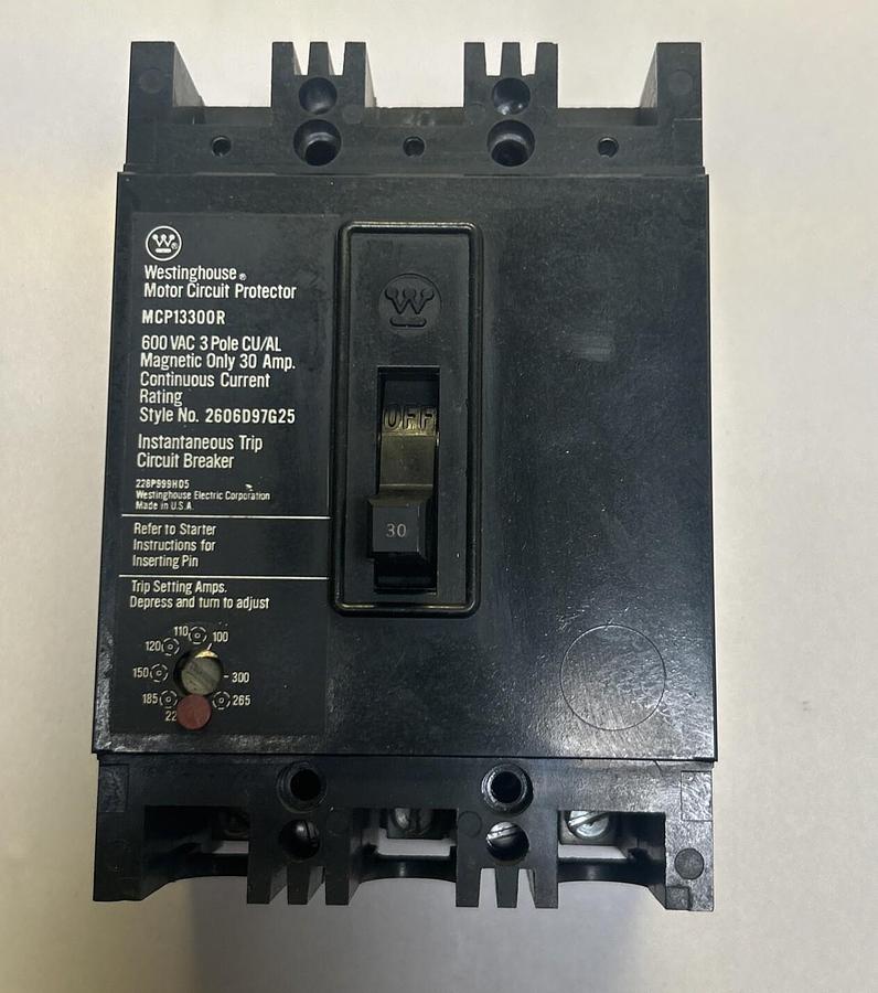 Used WESTINGHOUSE,MCP13300R,CIRCUIT BREAKER 30A 600V 3P