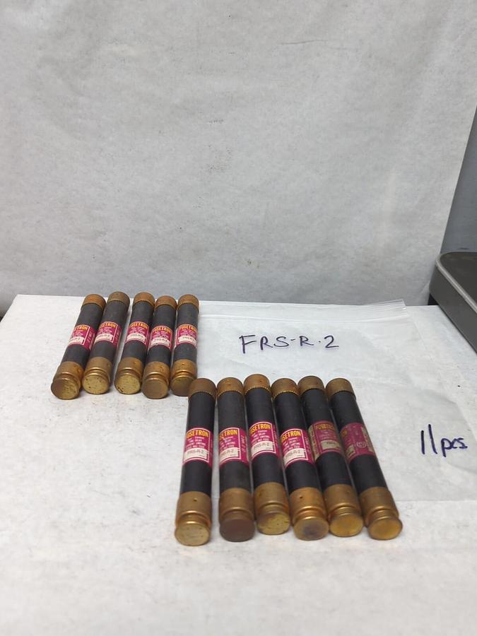 Used COOPER BUSSMANN,FRS-R-2,FUSETRON 2 AMP FUSE LOT OF 11 PRE-OWNED